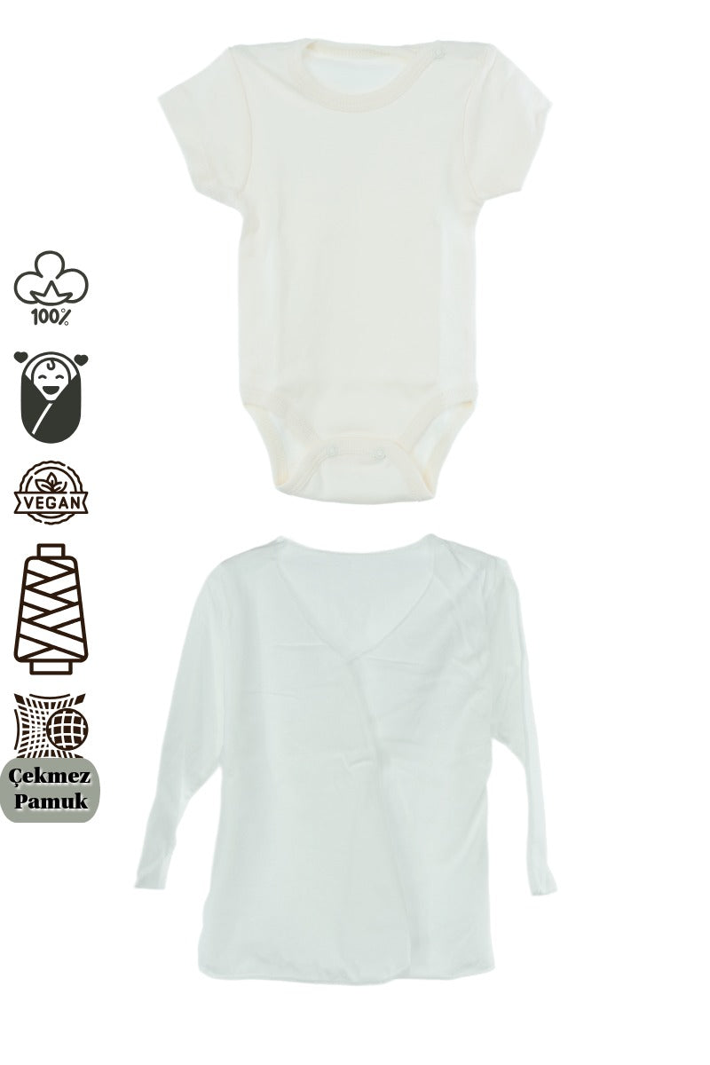 Oppland Erkek Bebek Yeni Doğan 10 Lu Zıbın Seti 0-3 Aylık %100 Organik Pamuk Yumuşak OPEB25BBLMOD52